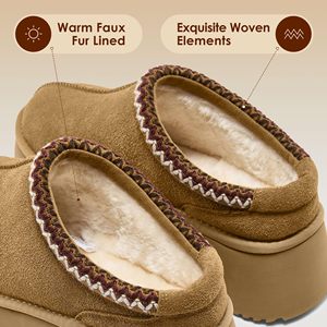 YL-25390 plate-forme <span class=keywords><strong>sabots</strong></span> pour femmes confortable daim automne pantoufles avec fourrure chaude doublé sans lacet chaussures extérieur intérieur maison - Product Image 3
