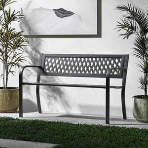 Banco de Jardín Moderno y Largo para Exteriores, Asiento de Metal y Hierro, Bancos para Patio - Silla - Product Image 3