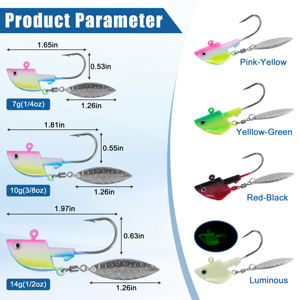 16pcs Swimbait Jig Heads Underspin Jig Head Hooks avec Willow Blade Swim Jigs pour la pêche à l'achigan Spinner Leurre - Product Image 3
