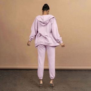 Ensemble jogging 2 pièces zippé pour femme, personnalisable avec logo, sweats à capuche et hoodies pour l'automne, style décontracté, vente en gros - Product Image 4