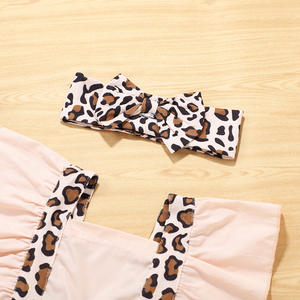 ชุดรอมเปอร์เด็กผู้หญิงลายเสือดาวน่ารัก แขนบาน ผ้าฝ้าย สองชิ้น สำหรับฤดูร้อน - Product Image 5