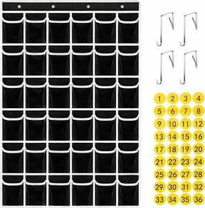 36-Pocket Foldable Heavy Duty Non-Woven Fabric American Style Wall Mounted Classroom Pocket Chart for Student Cellphone Storage - Product Image 1