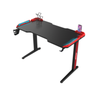Bureau de jeu pour PC avec éclairage LED RGB extensible en fibre de carbone de 120 cm, avec charge sans fil, noir, table de jeu pour bureau, directement de l'usine