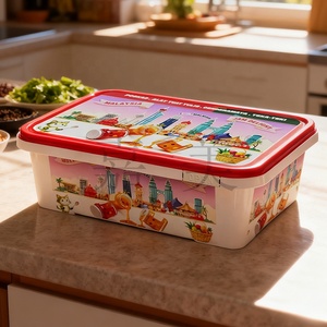 Frozen box for Thai Sweet Chilli Sauce Fruit Spread Jam deli food <b>container</b> IML printed with temper theft lid 1500ML square box - Product Image 2