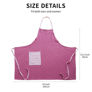 Bán buôn Bông lanh hộ gia đình nhà bếp đầu bếp màu khối tạp dề với túi lớn - Product Image 4