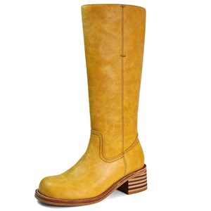 Mode confortable marque hiver tirer sur le genou haut bout carré gros bloc talon haut <span class=keywords><strong>large</strong></span> <span class=keywords><strong>mollet</strong></span> <span class=keywords><strong>bottes</strong></span> longues pour les femmes - Product Image 1