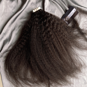 Extensions de cheveux humains bouclés crépus à bandes adhésives en kératine brune naturelle – Achetez maintenant - Product Image 5