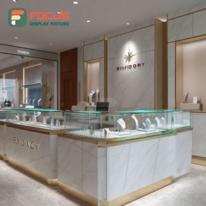 Vitrine de bijouterie minimaliste pour centre commercial, comptoir d'exposition commercial avec cadre métallique - Product Image 6