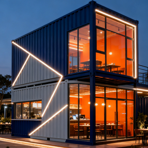 Un magasin <span class=keywords><strong>de</strong></span> conteneurs préfabriqué moderne doté <span class=keywords><strong>de</strong></span> grands présentoirs en verre et d'un design intérieur élégant ; un <span class=keywords><strong>café</strong></span> <span class=keywords><strong>de</strong></span> conteneurs <span class=keywords><strong>de</strong></span> vente au détail. - Product Image 6