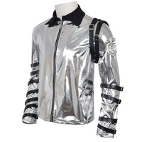 Nouvelle veste de scène Michael Jackson 2026 pour homme, tenue de danse MJ à sequins, couleur argentée scintillante, style vintage, pour performance et cosplay