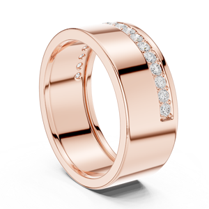 Rose Gold Lab Grown Diamond Channel <b>Set</b> Wide Band <b>Ring</b> for <b>Men</b> Wedding Anniversary Fine Jewelry - Product Image 3