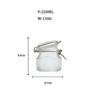 Pot de conservation carré en verre de 200 ml avec couvercle hermétique à clip, récipients alimentaires avec couvercles à <span class=keywords><strong>pince</strong></span>, pot de conservation en verre - Product Image 6