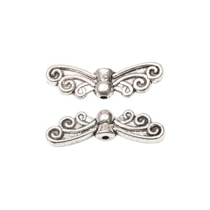 Perla distanziatrice grande <span class=keywords><strong>con</strong></span> ali d'angelo intagliate in lega di zinco per filo di preghiera commemorativo - Product Image 3