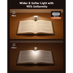 86LUX Book Light Clip <b>LED</b> Rechargeable Touch Control Reading Light for <b>Bed</b> with 3 Colors Stepless Dimming Aluminum - Product Image 3