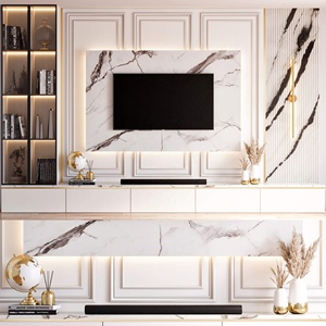 Meuble TV design brillant PA Fashion, meuble TV moderne <span class=keywords><strong>pour</strong></span> salon avec foyer - Product Image 5