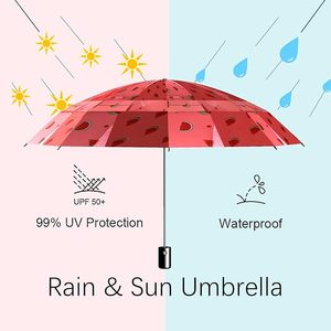Parasol de protection solaire UV aux fruits mignon droit 3 fois manuel Offre Spéciale avec impression personnalisée du logo pour les femmes - Product Image 3