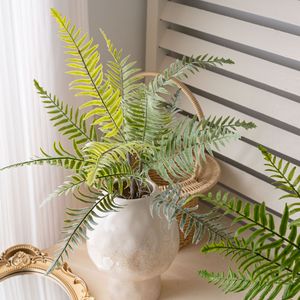 Langxia <b>Fur</b> Artificial Fern Plant PVC Soft Rubber White <b>Green</b> Wedding Decoration Indoor Outdoor Decor - Product Image 1