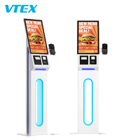 Terminal de point de vente multifonctionnel autoportant de 32 pouces avec écran LED creux pour aéroports, restaurants et restauration rapide