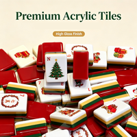 Ensemble de Mahjong américain en acrylique de 160 pièces, tuiles de Mahjong sur le thème de Noël, ensemble de jeu de Mahjong personnalisé pour les fêtes de fin d'année, cadeau