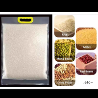 Nouveau plastique 2.5kg/5kg/10kg imprimé personnalisé en nylon de qualité alimentaire pochette fourre-tout scellée transparente sac d'emballage de riz sous vide avec poignée