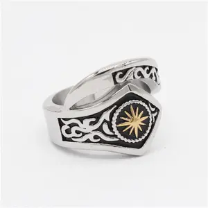 뜨거운 판매 개인 중국 스타일 단검 모양의 태양 신 반지, 스테인레스 스틸 레트로 남성용 반지