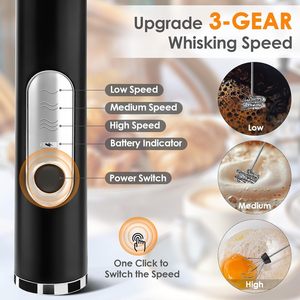 Mousseur à lait électrique automatique portatif en acier inoxydable, fouet électrique pour matcha avec support M003 - Product Image 4
