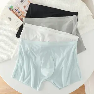 Summer Thin Free Size Sexy Men's Ice Silk Traceless Underpants Breathable Librement Quick Drying Seamless Boxer Shorts For Boy