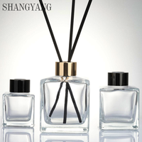 Diffuseur de parfum en verre carré noir mat et blanc de 50 ml, 100 ml, 150 ml, 200 ml, avec bouchon à vis, diffuseur d'arômes de haute qualité