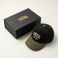 Casquette de baseball YKZG Premium en velours côtelé avec broderie 3D en relief, contrastant vert et jaune, pour l'athlétisme, vente en gros, personnalisable, marque privée
