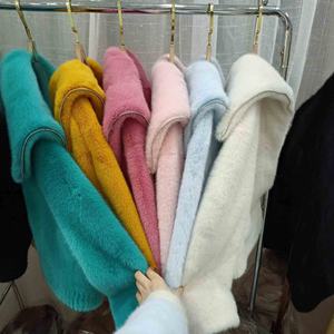 سترة نسائية قصيرة من الفرو الصناعي بتصميم كوري أنيق لخريف وشتاء <span class=keywords><strong>2026</strong></span>، معطف قصير بياقة بحارة كحلية اللون - Product Image 2