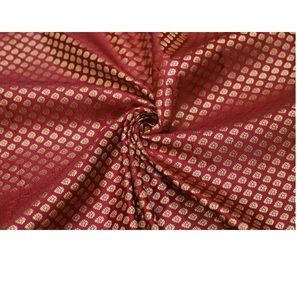 Tissu brocart poly floral abstrait écologique de qualité supérieure avec texture brillante pour robes ethniques et vêtements de créateurs pour filles - Product Image 1