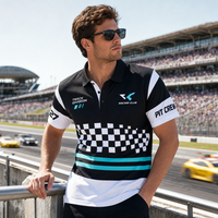 Short de course pour hommes à impression intégrale, motif drapeau à damier avec numéro personnalisé, séchage rapide, en sergé, pour équipe de motorsport, ODM, avec badge personnalisé