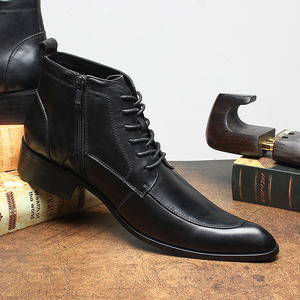 Mocasines de Hombre de Moda Impermeables con Punta en Pico, Parte Superior de Cuero Vacuno Suave, Cierre con Cordones, para Otoño, Banquetes Sociales, con Plataforma - Product Image 4