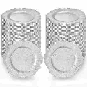 Assiettes de table argentées modernes en plastique, lot de 100 pièces, pour mariages et événements - Product Image 1