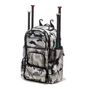 Bolsa de béisbol con estampado personalizado, bolsa de equipo, mochila para béisbol con fook, venta al por mayor
