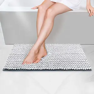 Custom chenille anti slip bath room mat shaggy absorbent washable bathroom rug