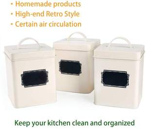 Set bianco crema di 5 contenitori in metallo per alimenti/cestino per il pane/contenitore/scatola/Set - Product Image 4