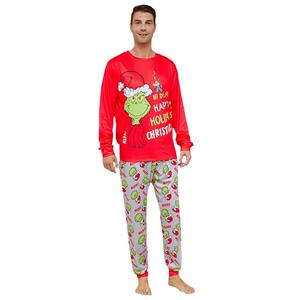 Europa & Amerika Weihnachts outfits Grinch Printed Casual Nachtwäsche Pyjama Set Family Matching Outfit für Babys und Jungen - Product Image 2