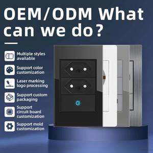 Zigbee Touch Panel Light <b>Switch</b> Socket 1-Gang Wall <b>Switch</b> with Socket Glass Frame IP21 Rated Minimalist Design for Home Business - Product Image 3