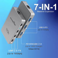 Adaptateur Hub USB Type C 7 en 1 avec 3 Type C 3 USB a 3.1 Gen2 PD 100W pour accessoires d'ordinateur portable