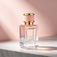 Flacon de parfum en verre vide de luxe 50 ml, personnalisable avec logo, dégradé carré, vaporisateur à fine brume et capuchon doré, vente en gros