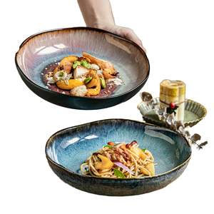 Piatti da Zuppa da 9 Pollici in Porcellana Smaltata <span class=keywords><strong>Blu</strong></span> e Viola, Design Rustico Japandi Personalizzato, Fatti a Mano, per Feste - Product Image 1