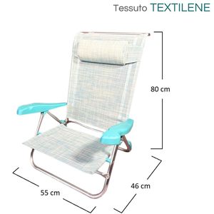 Sedia da Spiaggia in Alluminio con Braccioli 55x46x80 Cm, Sedia Reclinabile a 7 Posizioni con Cuscino - Product Image 2