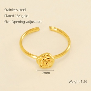 แหวนสแตนเลสสตีลฝังเพชรซิร์คอนขนาดเล็ก ปรับขนาดได้ พร้อมแหวนไทเทเนียมสตีลแบบผูกปมสำหรับผู้หญิง สไตล์ฝังประดับ - Product Image 5