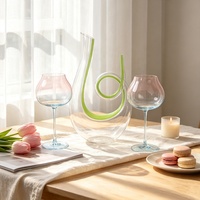 Ensemble de carafe à vin en cristal soufflé à la main de haute qualité Xipan, couleur personnalisée, 2 verres, vaisselle de bar moderne pour la maison de luxe