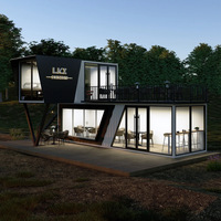 Magasin conteneur à deux étages de forme spéciale, café conteneur modulaire, magasin conteneur préfabriqué extérieur