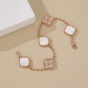 Wholesale Luxury Design S925 Silver Fashion Charm Four Leaf <b>Clover</b> Classic 4 Flower Plating 18K Gold Women'S <b>Bracelet</b> Jewelry - Product Image 6