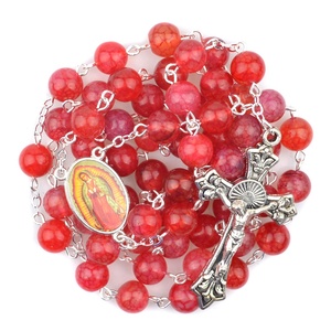 <span class=keywords><strong>Nuestra</strong></span> <span class=keywords><strong>Señora</strong></span> <span class=keywords><strong>de</strong></span> <span class=keywords><strong>Guadalupe</strong></span> ágata roja 8mm Cruz religiosa collar con caja católica Cadena <span class=keywords><strong>de</strong></span> <span class=keywords><strong>rosario</strong></span> - Product Image 4
