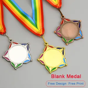 Medallas de aleación de Zinc 3d, estrella de cinco puntas, en blanco, para cualquier competición, deportes, souvenirs