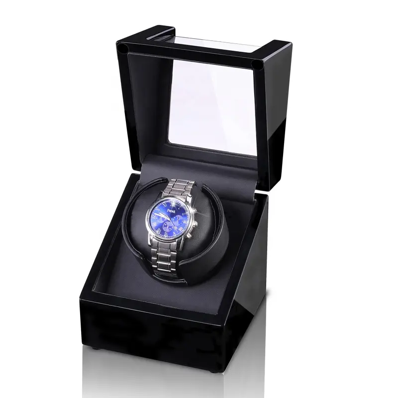 Logo personalizzato nero singolo Slot mabuchi dc motor Watch Winder Box orbita automatica 1 Slot Watch Winder safe